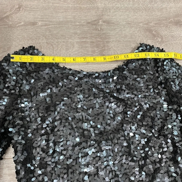 Ark & Co Black Sequin Scoop Back Shirt Sleeve Dress S - Picture 11 of 16